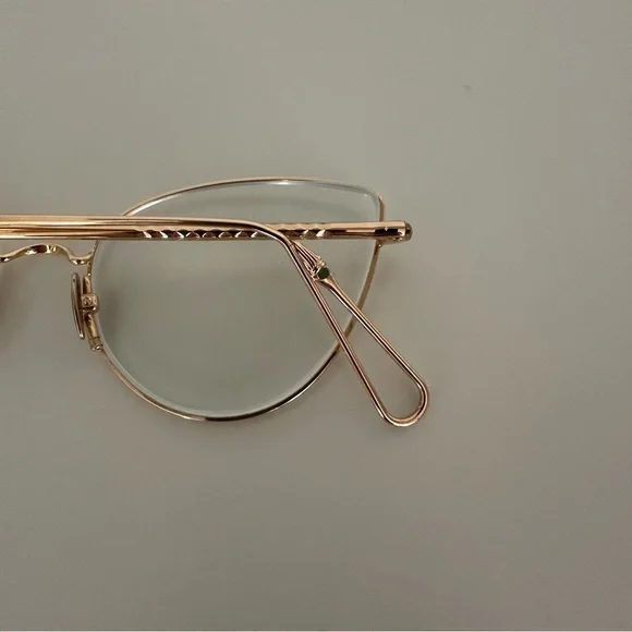 Like New Ahlem Place Du Louvre Gold Cat Eye Optical Glasses 56mm